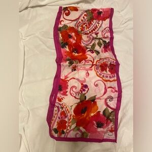 Vintage Oscar de la renta 100% silk scarf pink and white floral